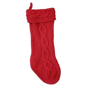 The Jabara Group Knit Red Stocking Christmas Stocking Holiday Hanging Cable Knit